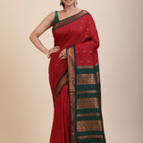 Maroon Green Cotton Gadwal Saree Full
