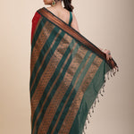 Maroon Green Cotton Gadwal Saree Back
