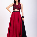 Maroon Lehenga Set With Black Cutdana Work full