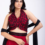 Maroon Lehenga Set With Black Cutdana Work close up