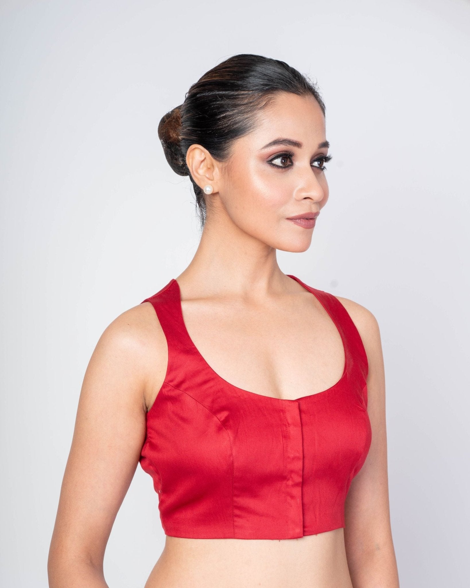 Dark Maroon Lustrous Cotton Silk Blouses 