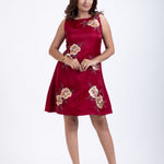 Maroon Short Dress With Embroidered Work Full

