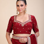 Maroon Silk Hand Embroidered Blouse Full 
