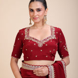 Maroon Silk Hand Embroidered Blouse Full 
