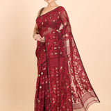 Maroon and Golden Color Pure Bangladeshi Dhakai Jamdani Saree Full
