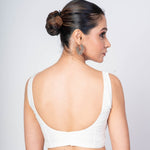 Multicolor Cotton Sleeveless Blouse with Front and Back U - Neckline