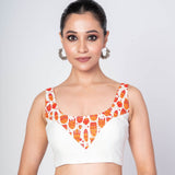 Multicolor Cotton Sleeveless Blouse with Front and Back U - Neckline 