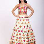Multicolor Floral Embroidered Croptop Lehenga Set Full