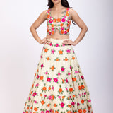 Multicolor Floral Embroidered Croptop Lehenga Set Full