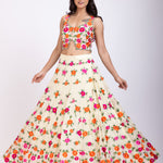 Multicolor Floral Embroidered Croptop Lehenga Set Front