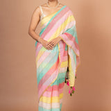 Multicolor Handloom Cotton Saree Front
