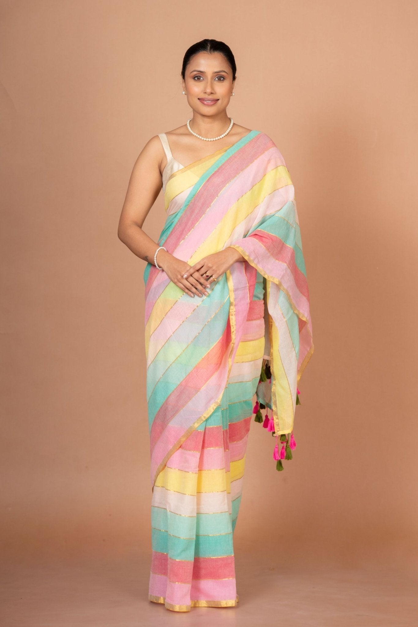 Multicolor Handloom Cotton Saree Full