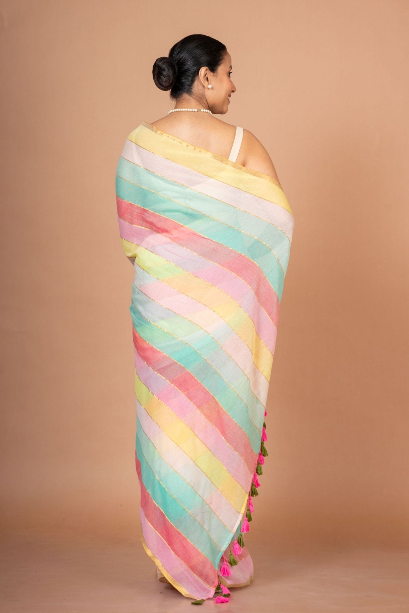 Multicolor Handloom Cotton Saree Back
