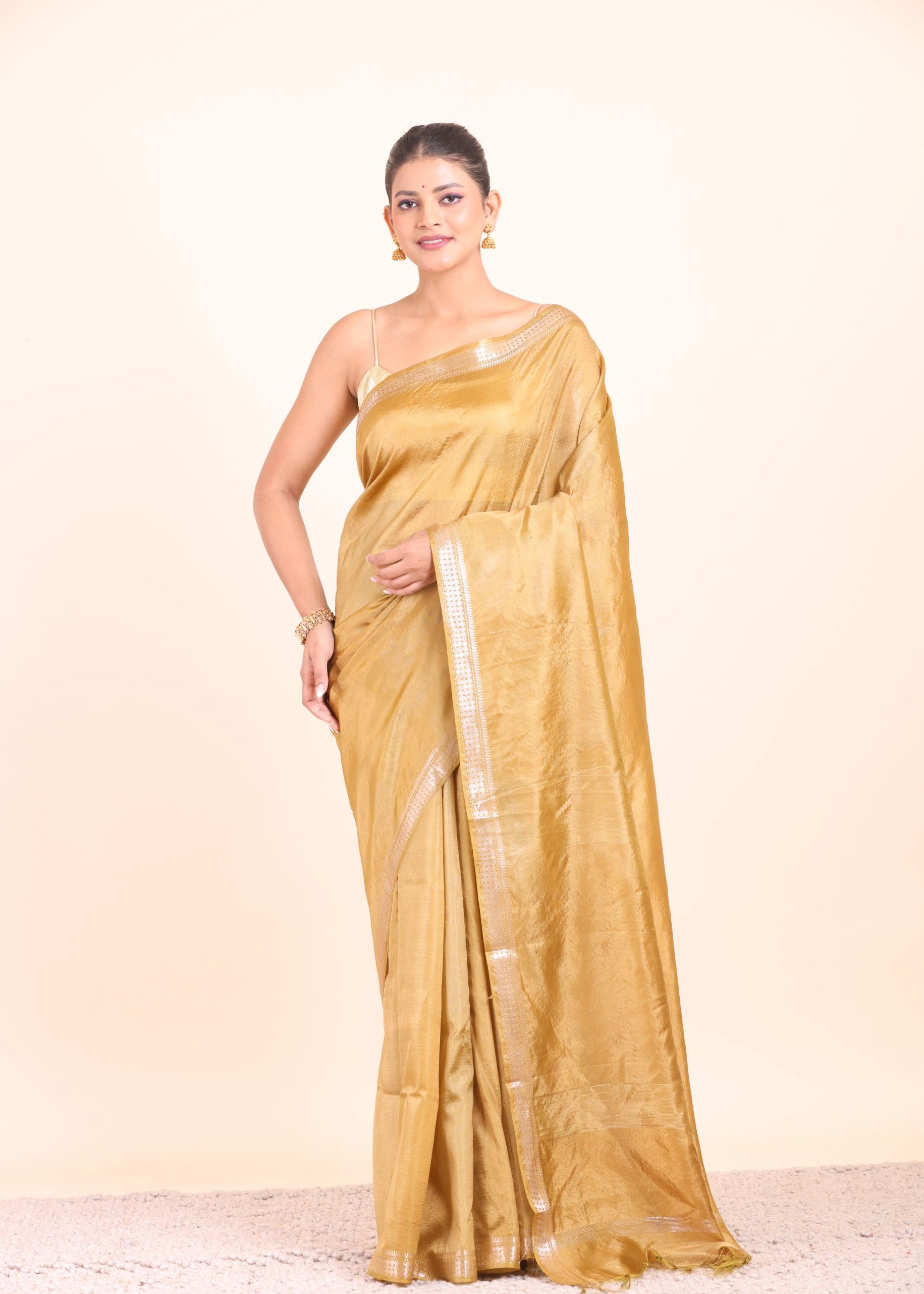 Mustard Yellow Pure Silk Saree full