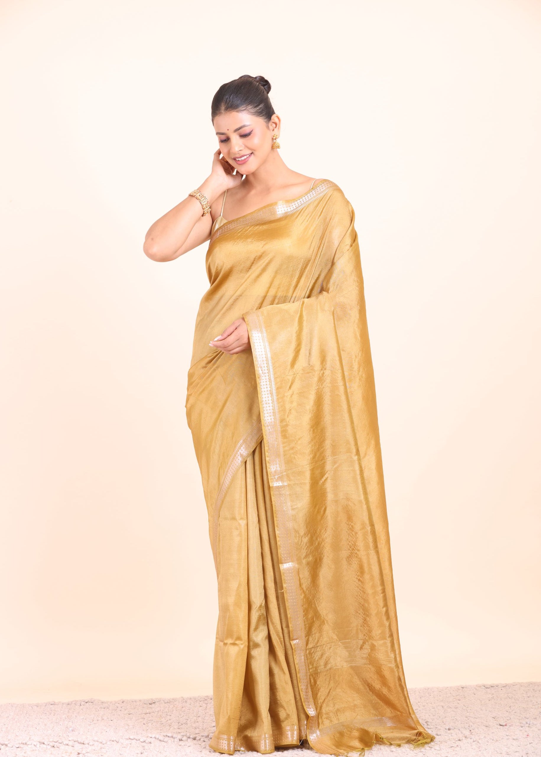 Mustard Yellow Pure Silk Saree front