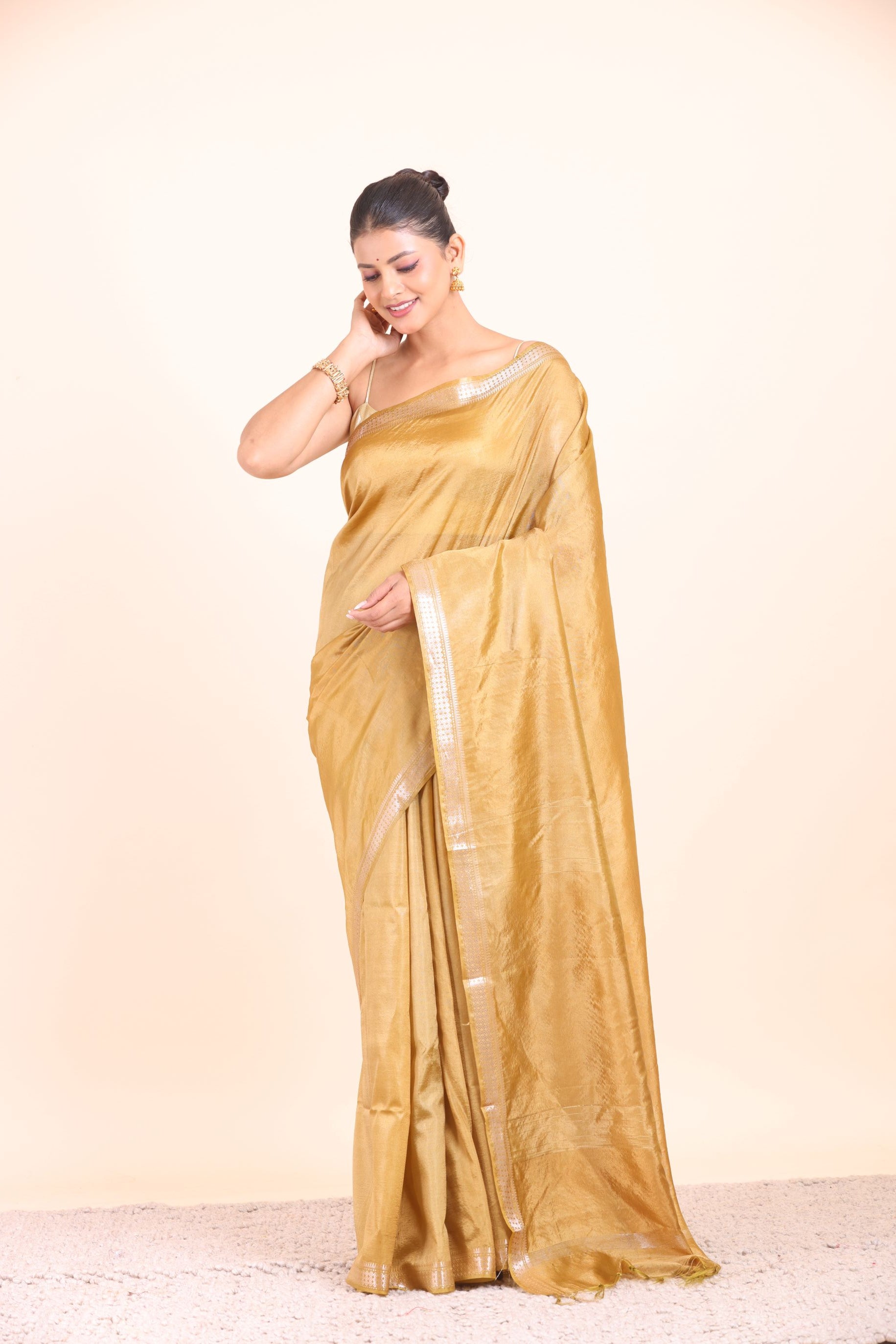Mustard Yellow Pure Silk Saree front