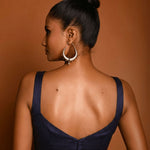 Navy Blue Sweetheart Neck Sleeveless Blouse - Anvi Couture