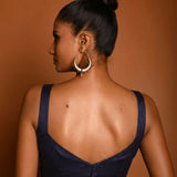 Navy Blue Sweetheart Neck Sleeveless Blouse - Anvi Couture