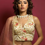 Peach Color Net Lehenga Set with Sequine and Embrodery Work - Anvi Couture