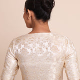 Off White Brocade Scoopneck Blouse With Back Closer Back