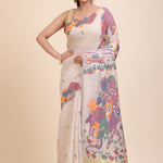 Off White Jamdani Handloom Saree full