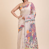 Off White Jamdani Handloom Saree full