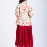 Off White & Maroon Printed Jacket Dress Back
