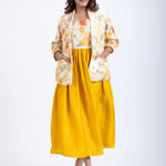 Off White & Yellow Printed Jacket Dress full
