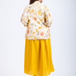 Off White & Yellow Printed Jacket Dress back