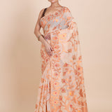 Off white and Copper Jamdani Saree Full