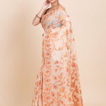Off white and Copper Jamdani Saree Side