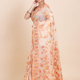 Off white and Copper Jamdani Saree Side