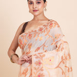 Off white and Copper Jamdani Saree Close Up