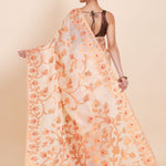 Off white and Copper Jamdani Saree Back
