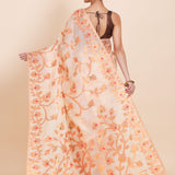 Off white and Copper Jamdani Saree Back