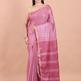 Onion Pink Chanderi Silk Saree full