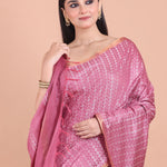 Onion Pink Chanderi Silk Saree close up