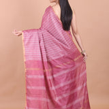 Onion Pink Chanderi Silk Saree back