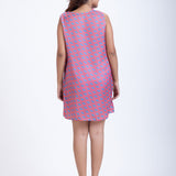 Orange Grey Cowl Neck Short Dress