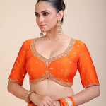 Orange Bridal Embroidered Blouse Front
