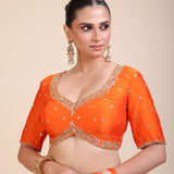 Orange Bridal Embroidered Blouse Close Up
