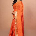 Orange Khaddi Georgette Saree With Embroidered Border- Image 2