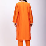 Orange Designer Kurti Set With Hand Embroidery back