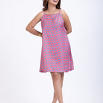 Orange Grey Spaghetti Strap Short Dress Front

