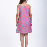 Orange Grey Spaghetti Strap Short Dress Back

