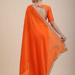 Orange Hand Embroidered Designer Saree -Back
