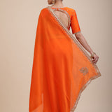 Orange Hand Embroidered Designer Saree -Back

