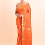 Orange Handloom Chanderi Silk Saree full