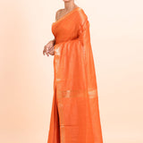 Orange Handloom Chanderi Silk Saree front