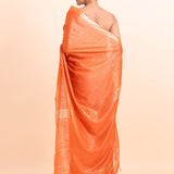 Orange Handloom Chanderi Silk Saree back